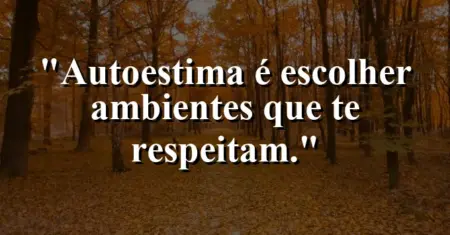 Autoestima é escolher ambientes que te respeitam.