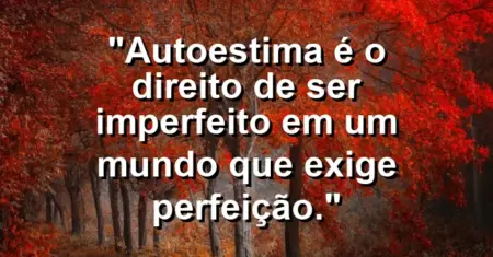 Autoestima é o direito de ser imperfeito em um mundo que exige perfeição.