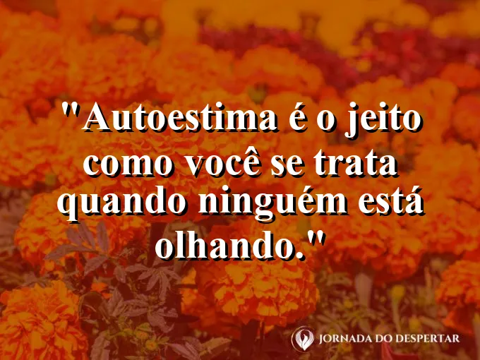 Frase sobre autoconhecimento e autoestima: Autoestima é o jeito como você se trata quando ninguém está olhando.