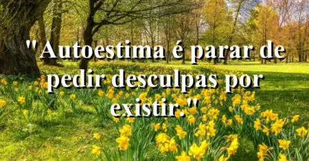 Autoestima é parar de pedir desculpas por existir.