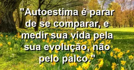 Autoestima é parar de se comparar, e medir sua vida pela sua evolução, não pelo palco.