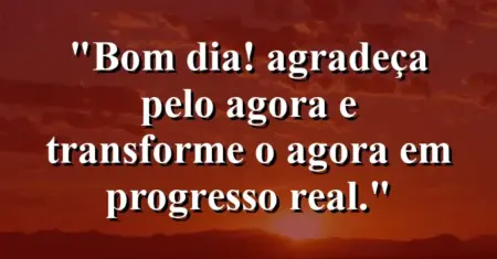 “Bom dia! Agradeça pelo agora e transforme o agora em progresso real.”