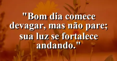 “Bom dia: comece devagar, mas não pare; sua luz se fortalece andando.”