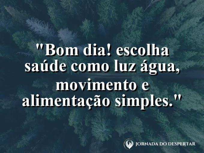 Mensagens de Bom Dia para Começar Sua Jornada com Muita Luz: Bom dia! Escolha saúde como luz: água, movimento e alimentação simples.