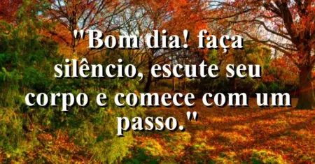 “Bom dia! Faça silêncio, escute seu corpo e comece com um passo.”