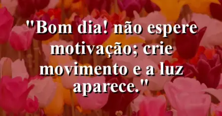 “Bom dia! Não espere motivação; crie movimento e a luz aparece.”