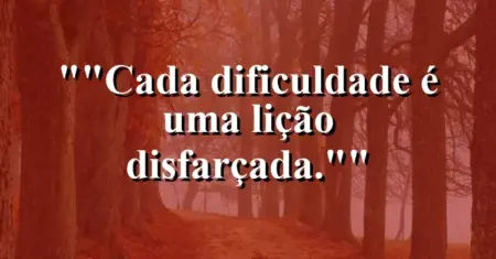 “Cada dificuldade é uma lição disfarçada.”