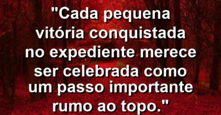 “Cada pequena vitória conquistada no expediente merece ser celebrada como um passo importante rumo ao topo.”