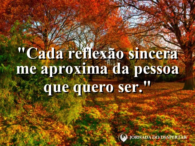 Imagem com frase curta sobre reflexão diária e evolução interior.