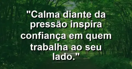 “Calma diante da pressão inspira confiança em quem trabalha ao seu lado.”
