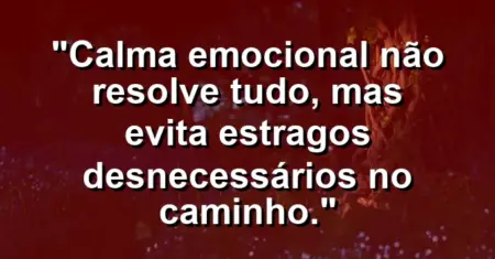 “Calma emocional não resolve tudo, mas evita estragos desnecessários no caminho.”