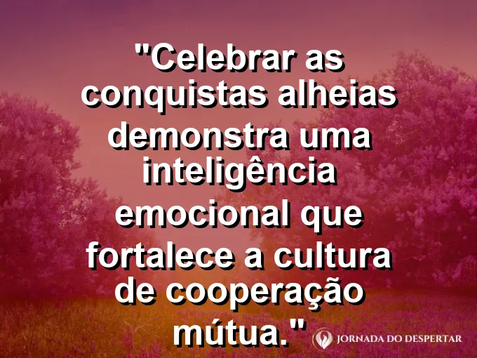 Fogos de artifício estilizados em papel colorido com frase sobre celebrar conquistas alheias.