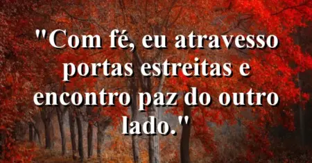 “Com fé, eu atravesso portas estreitas e encontro paz do outro lado.”