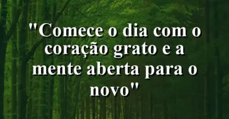 “Comece o dia com o coração grato e a mente aberta para o novo”