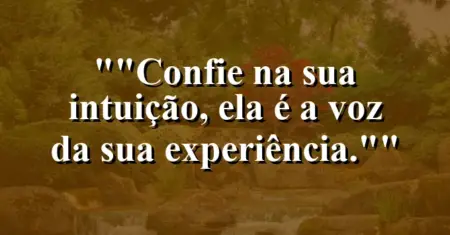 “Confie na sua intuição, ela é a voz da sua experiência.”