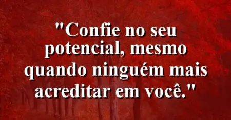 “Confie no seu potencial, mesmo quando ninguém mais acreditar em você.”