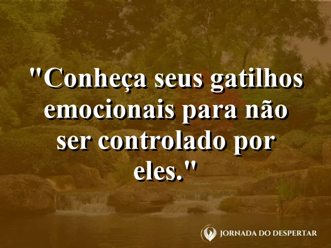 Frase sobre gatilhos: Conheça seus gatilhos emocionais para não ser controlado por eles.