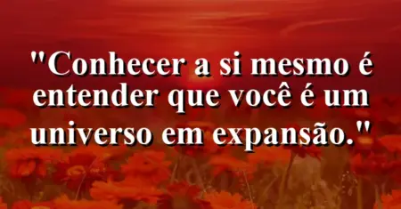 Conhecer a si mesmo é entender que você é um universo em expansão.