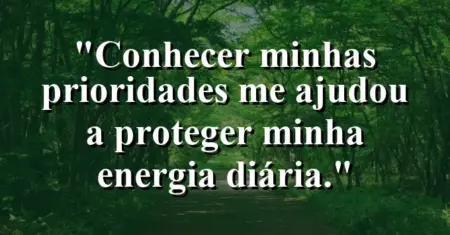 “Conhecer minhas prioridades me ajudou a proteger minha energia diária.”