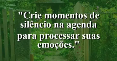 “Crie momentos de silêncio na agenda para processar suas emoções.”