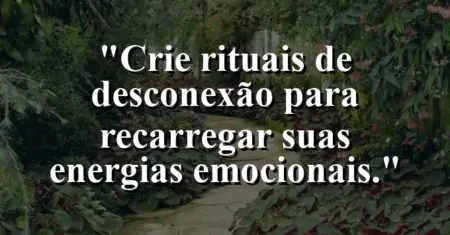 “Crie rituais de desconexão para recarregar suas energias emocionais.”