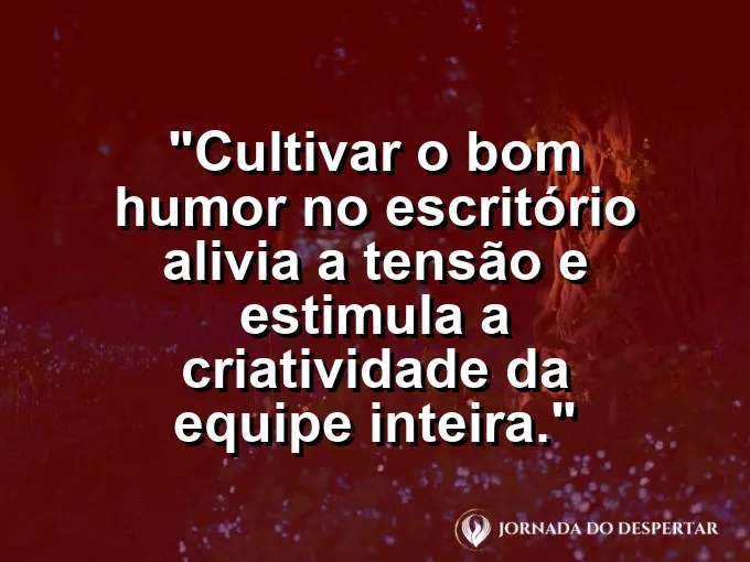 Rosto sorridente estilizado feito de clipes de papel com frase sobre humor e criatividade.