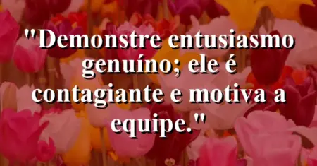 “Demonstre entusiasmo genuíno; ele é contagiante e motiva a equipe.”