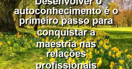 “Desenvolver o autoconhecimento é o primeiro passo para conquistar a maestria nas relações profissionais diárias.”