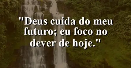 “Deus cuida do meu futuro; eu foco no dever de hoje.”
