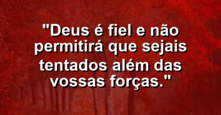 “Deus é fiel e não permitirá que sejais tentados além das vossas forças.”