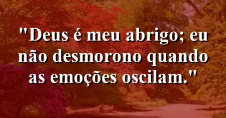 “Deus é meu abrigo; eu não desmorono quando as emoções oscilam.”