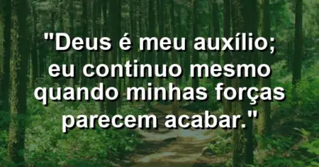 “Deus é meu auxílio; eu continuo mesmo quando minhas forças parecem acabar.”