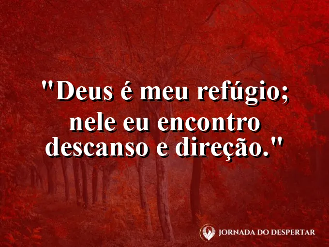 Imagem com a frase: Deus é meu refúgio; nele eu encontro descanso e direção.
