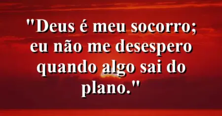 “Deus é meu socorro; eu não me desespero quando algo sai do plano.”