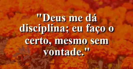 “Deus me dá disciplina; eu faço o certo, mesmo sem vontade.”