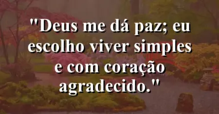 “Deus me dá paz; eu escolho viver simples e com coração agradecido.”