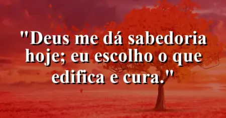 “Deus me dá sabedoria hoje; eu escolho o que edifica e cura.”