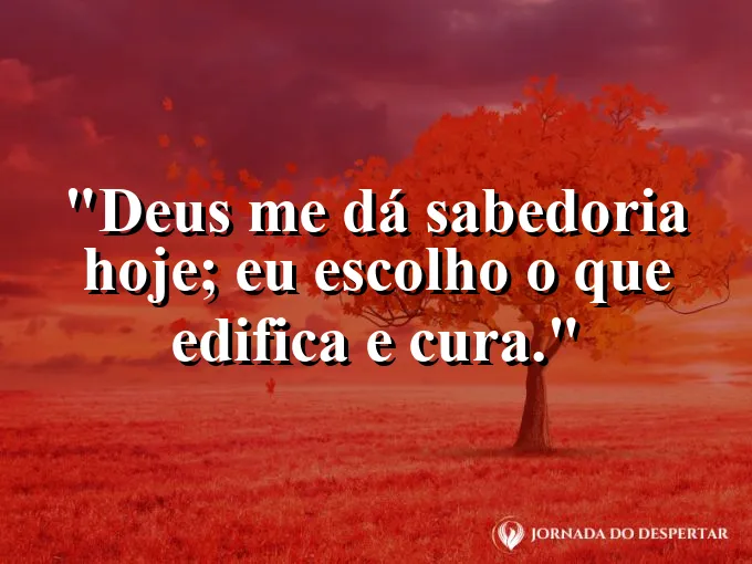 Imagem com a frase: Deus me dá sabedoria hoje; eu escolho o que edifica e cura.