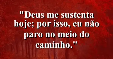 “Deus me sustenta hoje; por isso, eu não paro no meio do caminho.”