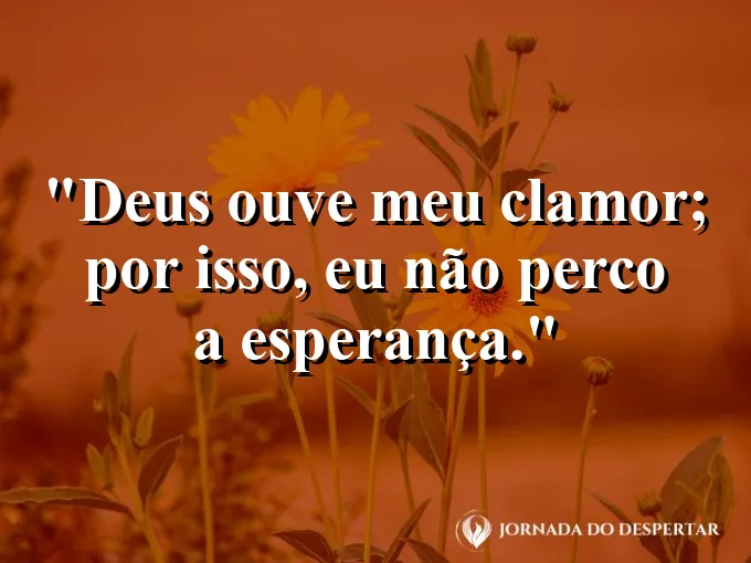 Imagem com a frase: Deus ouve meu clamor; por isso, eu não perco a esperança.