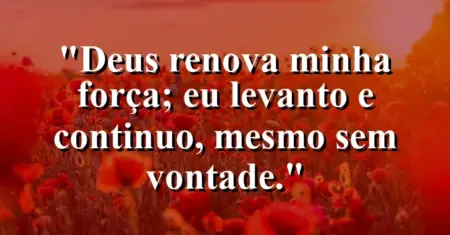 “Deus renova minha força; eu levanto e continuo, mesmo sem vontade.”