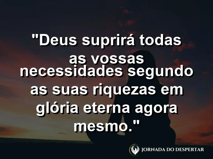 Mão cheia de moedas de ouro sob uma luz celestial com frase sobre a provisão de Deus.