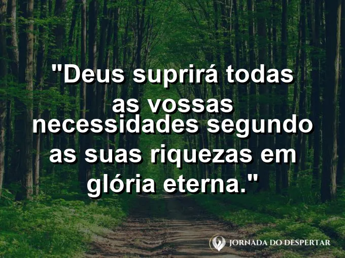 Mão cheia de moedas de ouro sob uma luz celestial com frase sobre a provisão.