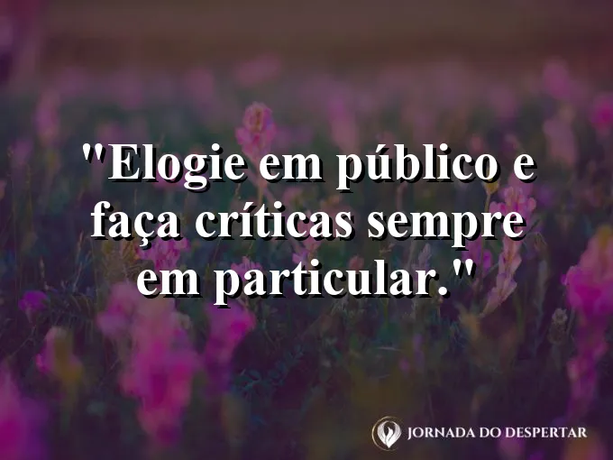 Frase sobre feedback: Elogie em público e faça críticas sempre em particular.