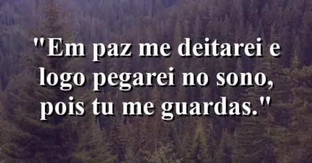 “Em paz me deitarei e logo pegarei no sono, pois tu me guardas.”