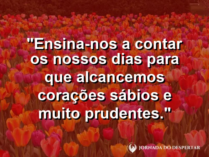 Ampulheta com areia caindo e frase bíblica sobre a sabedoria e a contagem dos dias.