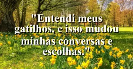 “Entendi meus gatilhos, e isso mudou minhas conversas e escolhas.”