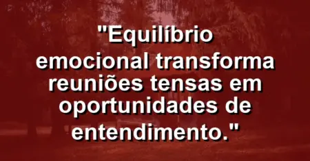 “Equilíbrio emocional transforma reuniões tensas em oportunidades de entendimento.”