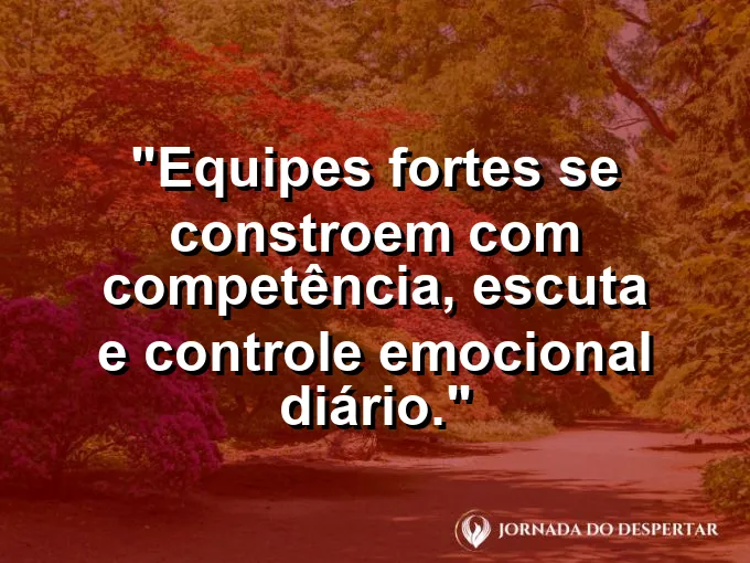 Imagem com frase sobre escuta e equilíbrio na equipe.