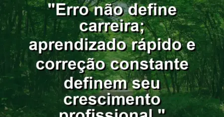 “Erro não define carreira; aprendizado rápido e correção constante definem seu crescimento profissional.”